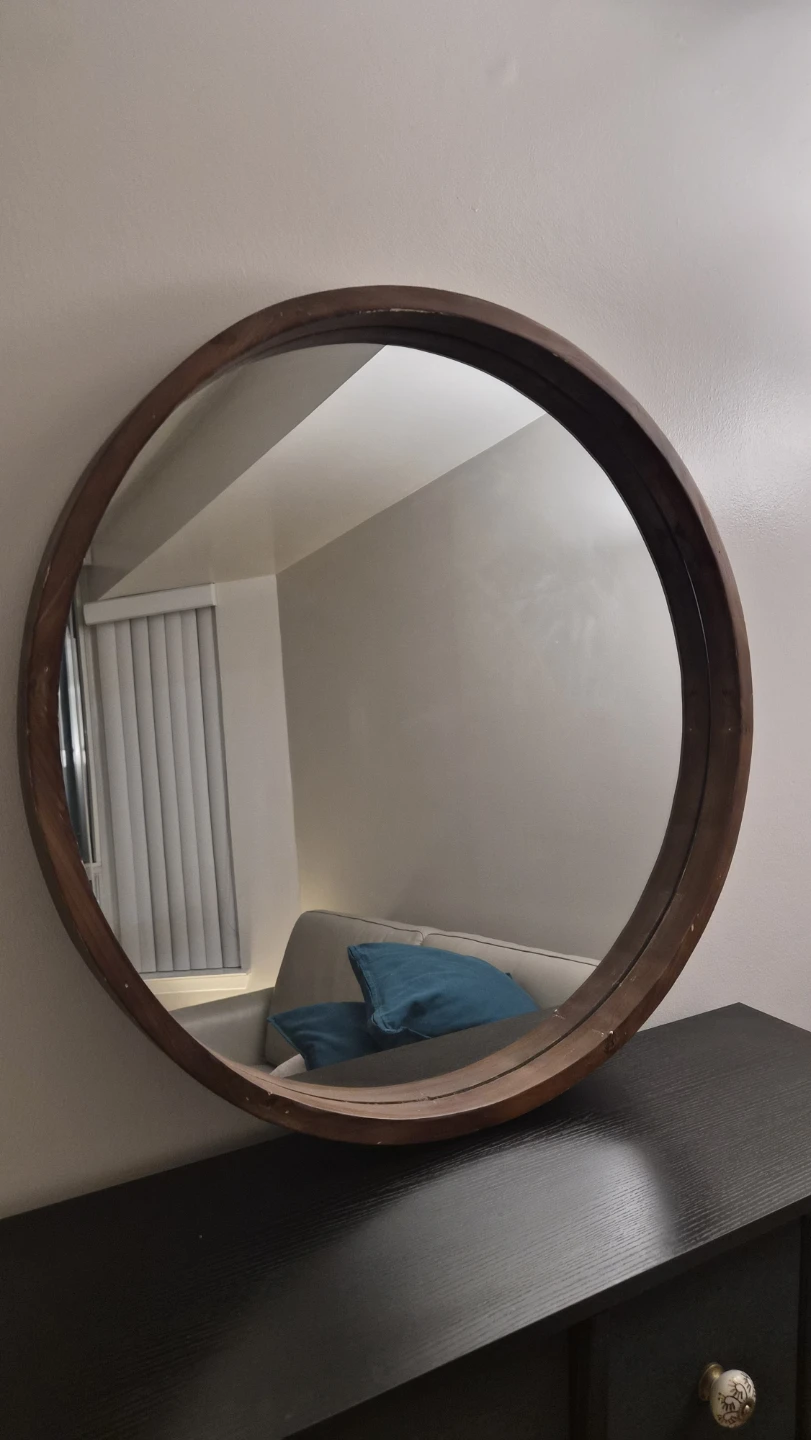 Round Wood Framed Mirror - 30 inch