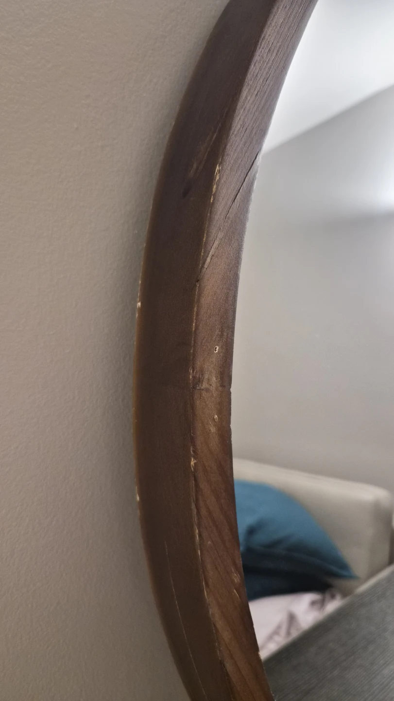 Round Wood Framed Mirror - 30 inch - photo 2