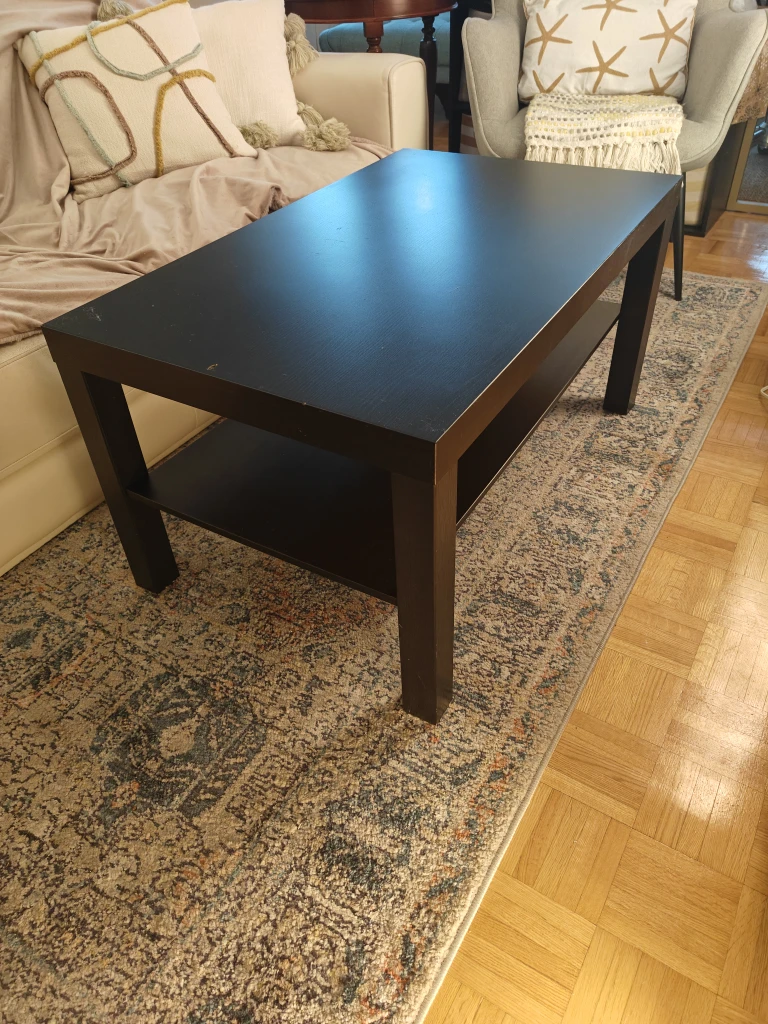 Dark Brown Coffee Table with Shelf