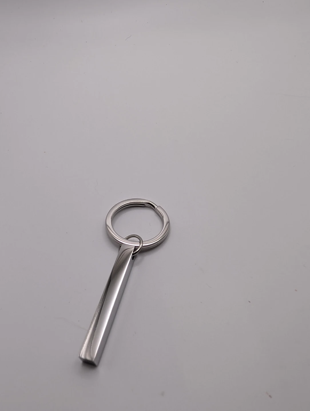 Sleek Silver Metal Bar Keychain