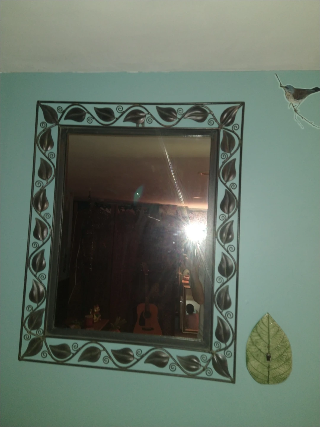 Metal framed Leaf Design Wall Mirror - photo 2