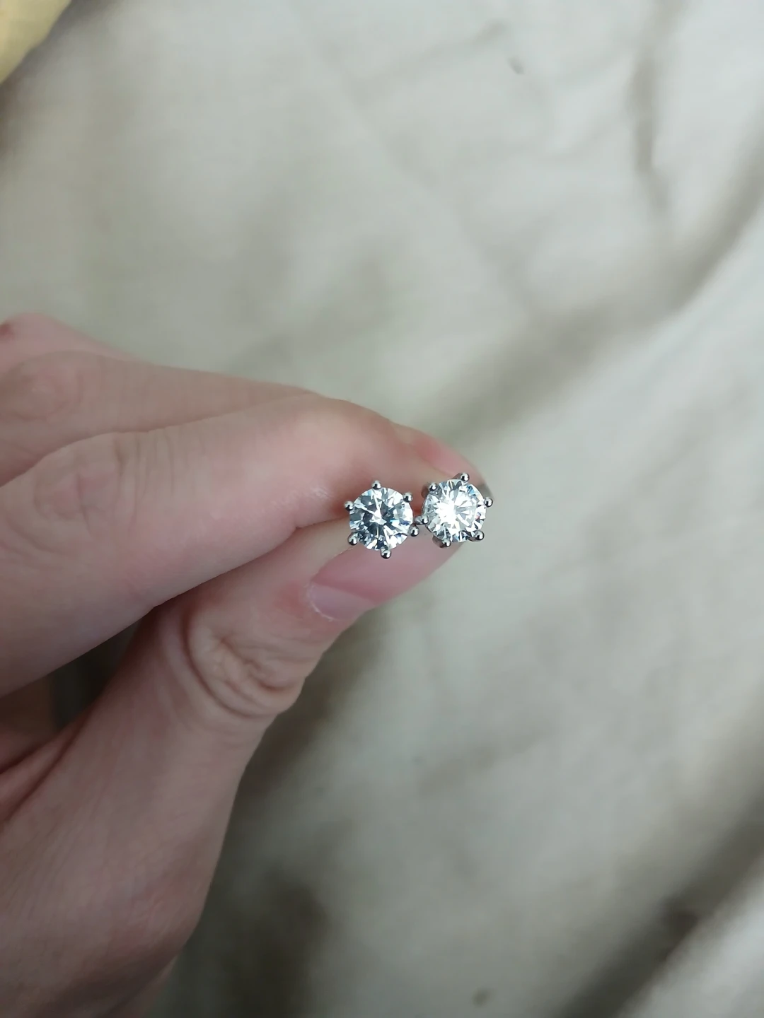 Sterling Silver And Moissanite 6 Prong Stud Earrings