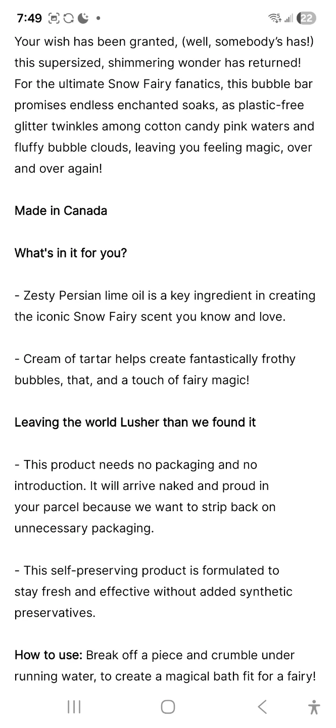 Lush The Big Snow Fairy Roll Bubble Bar - photo 2