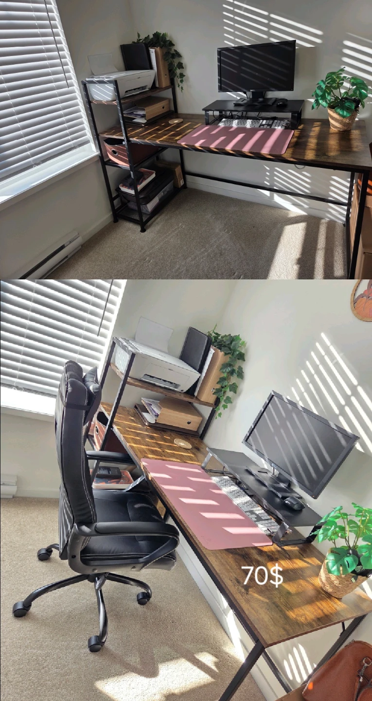 L-Shaped Computer Desk with Shelving
