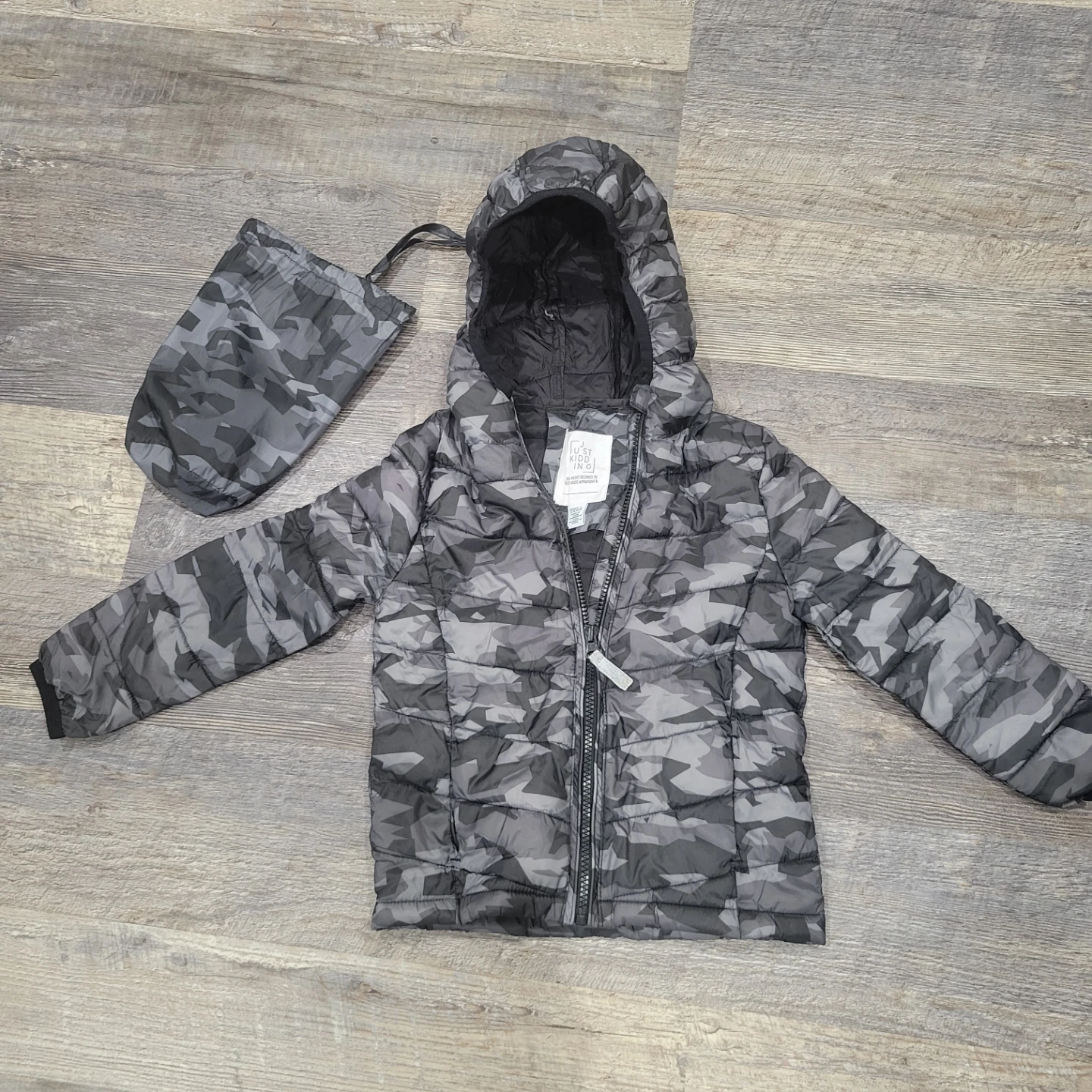 Just Kiddin Camo Puffer Jacket - Size 4