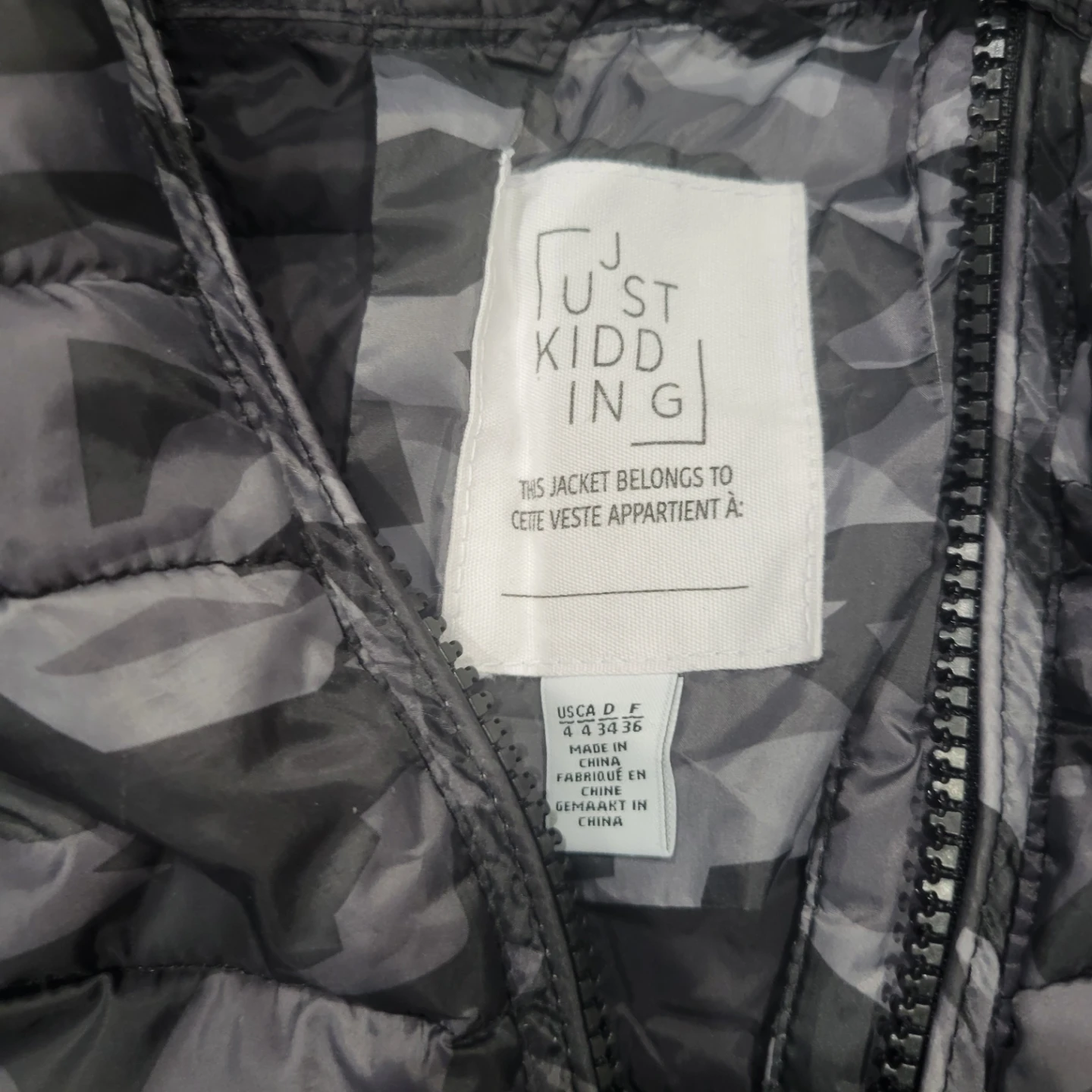 Just Kiddin Camo Puffer Jacket - Size 4 - photo 2