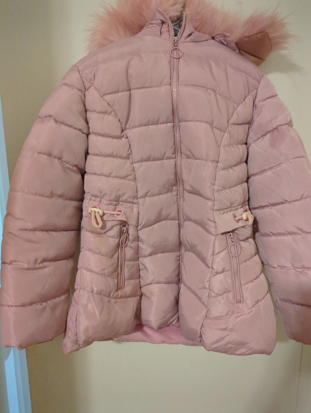 Pink Puffer Jacket with Faux Fur Hood - photo 2