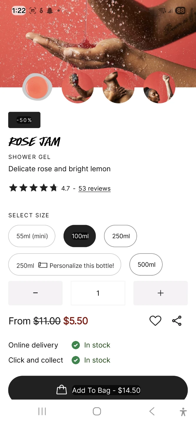 Lush Rose Jam Shower Gel 100ml