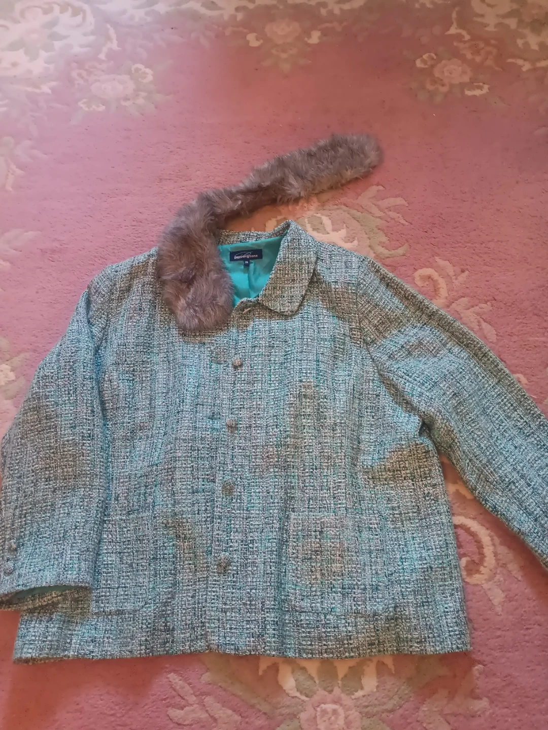 St. John's Bay Tweed Jacket with Faux Fur Collar - photo 2