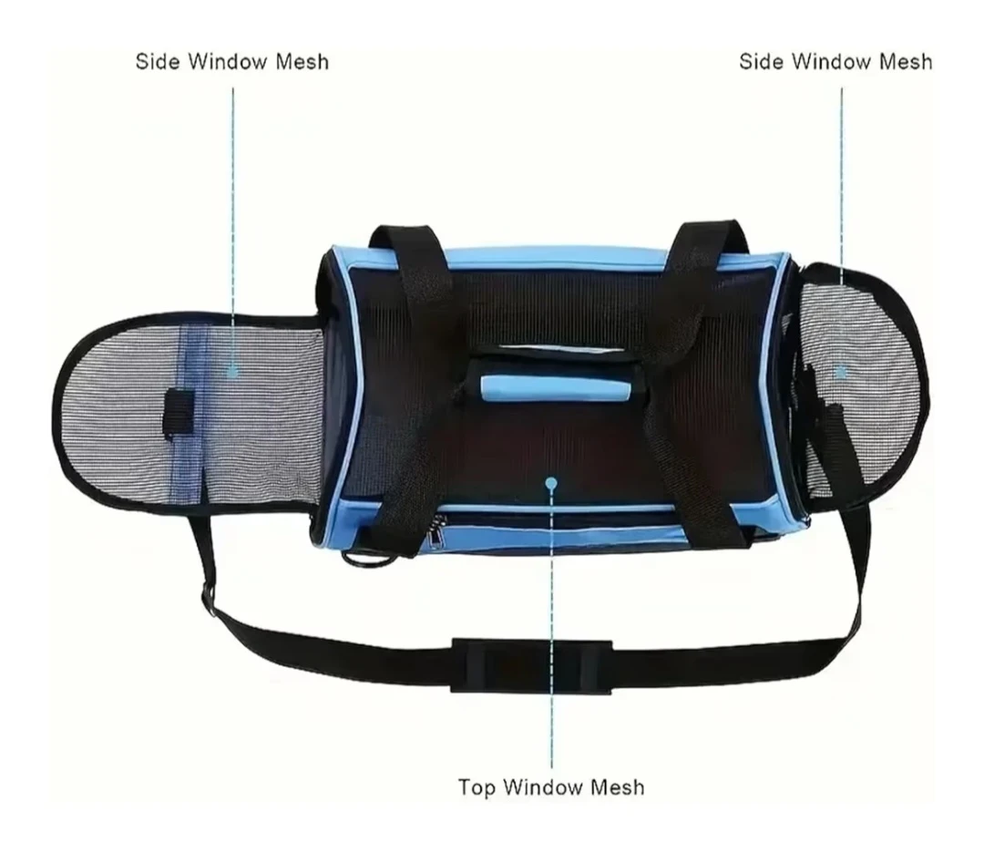 Portable Mesh Pet Carrier Bag - Blue, Large - photo 2