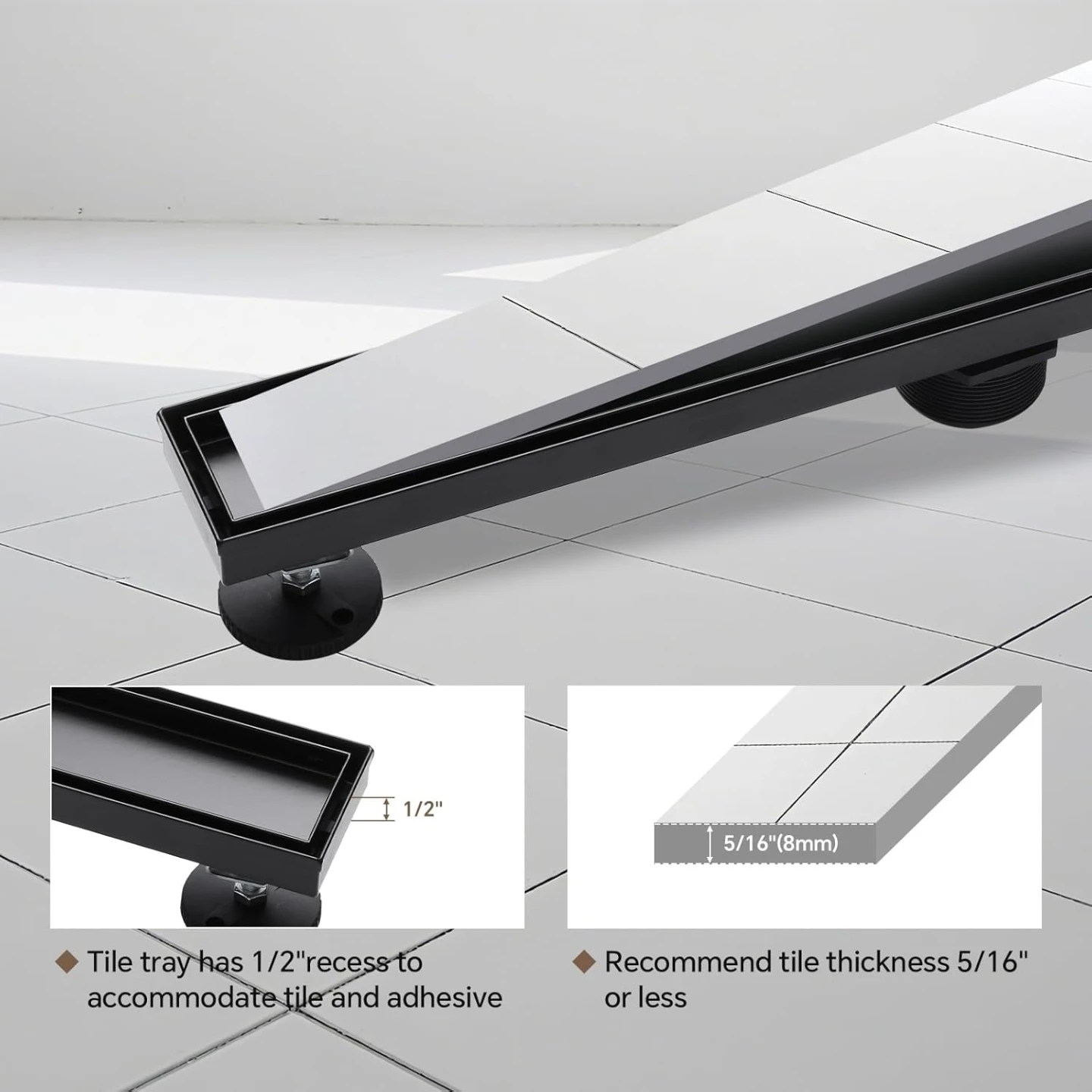 Linear Shower Drain with Tile-in Grate BNIB - photo 3
