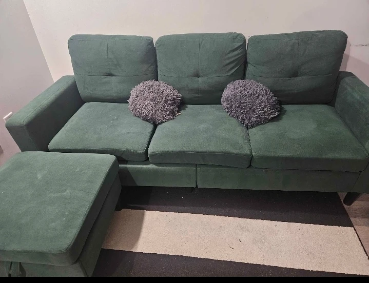 Green Sectional Sofa with Ottoman
