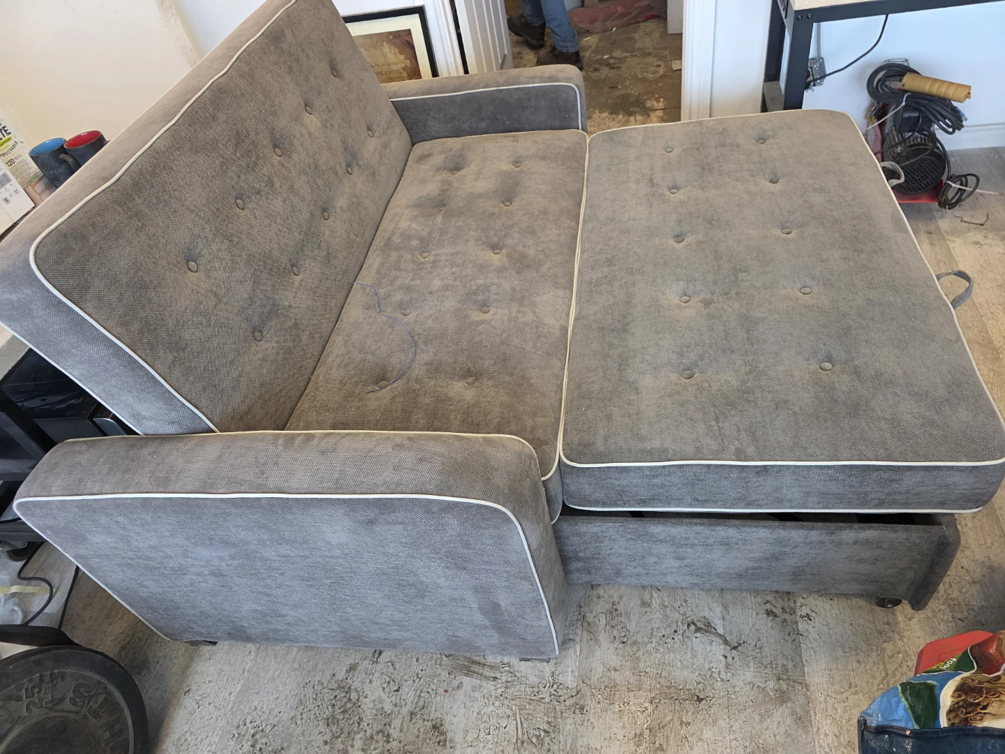 Grey Sofa Bed with Pull-Out Trundle - photo 4