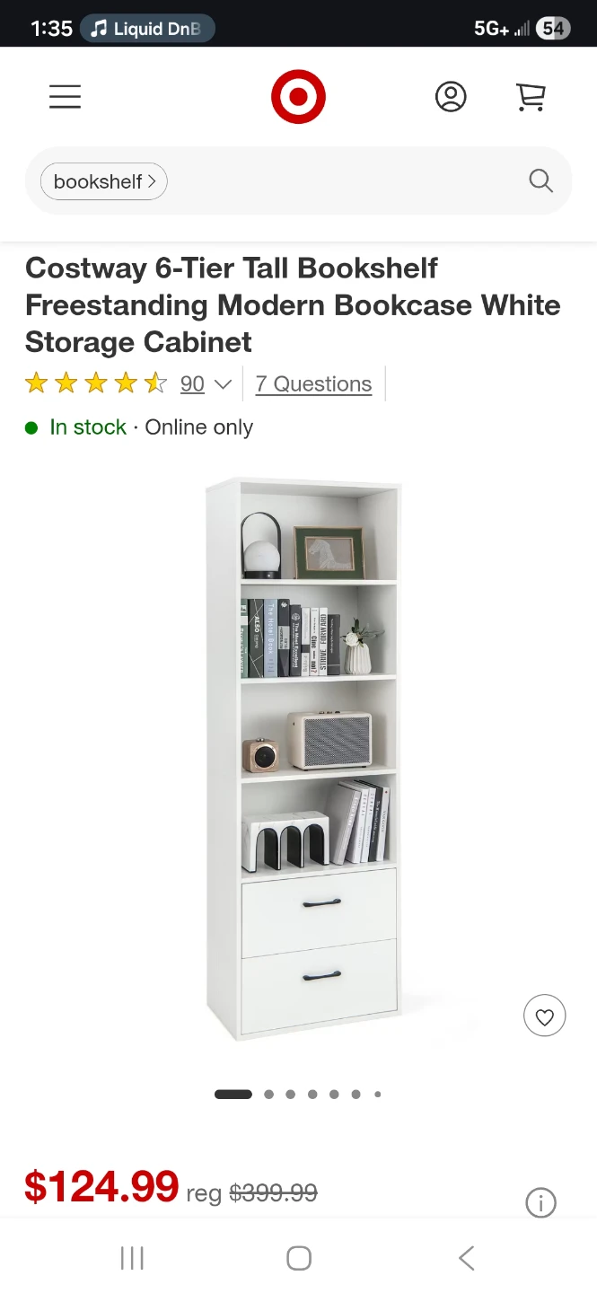 Costway 6-Tier White Bookshelf - photo 2