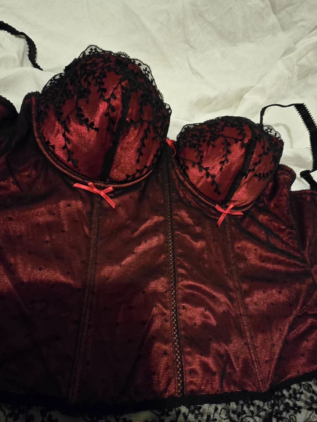 Affinitas Red and Black Lace Corset Sexy - photo 2
