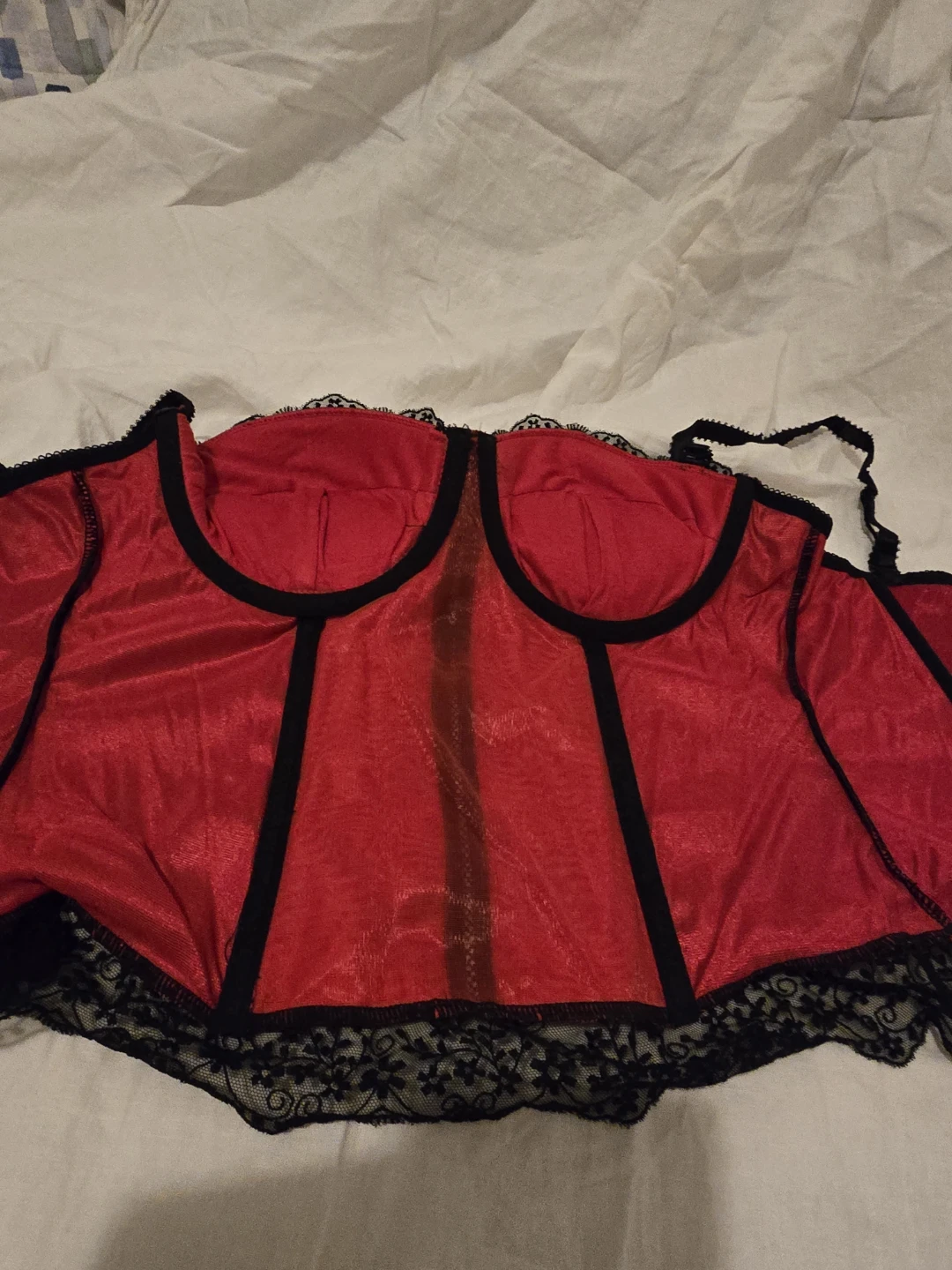 Affinitas Red and Black Lace Corset Sexy - photo 5