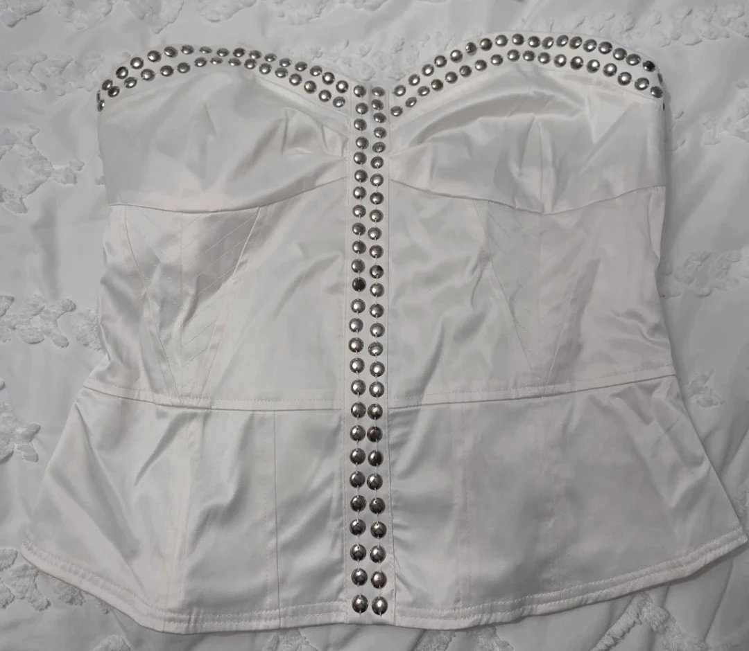 White Studded Corset Top