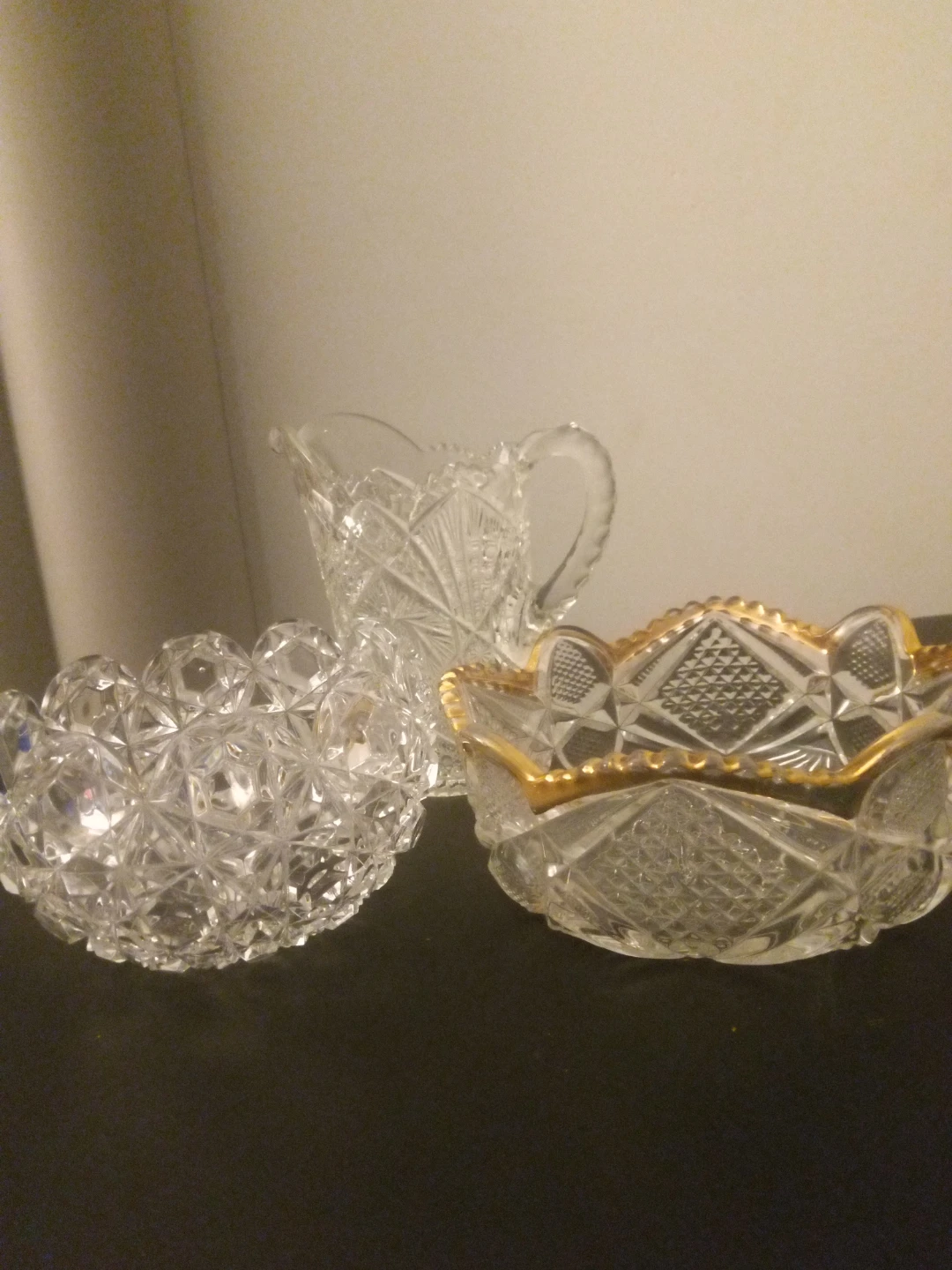 Vintage Clear Glass Bowls and Pitcher