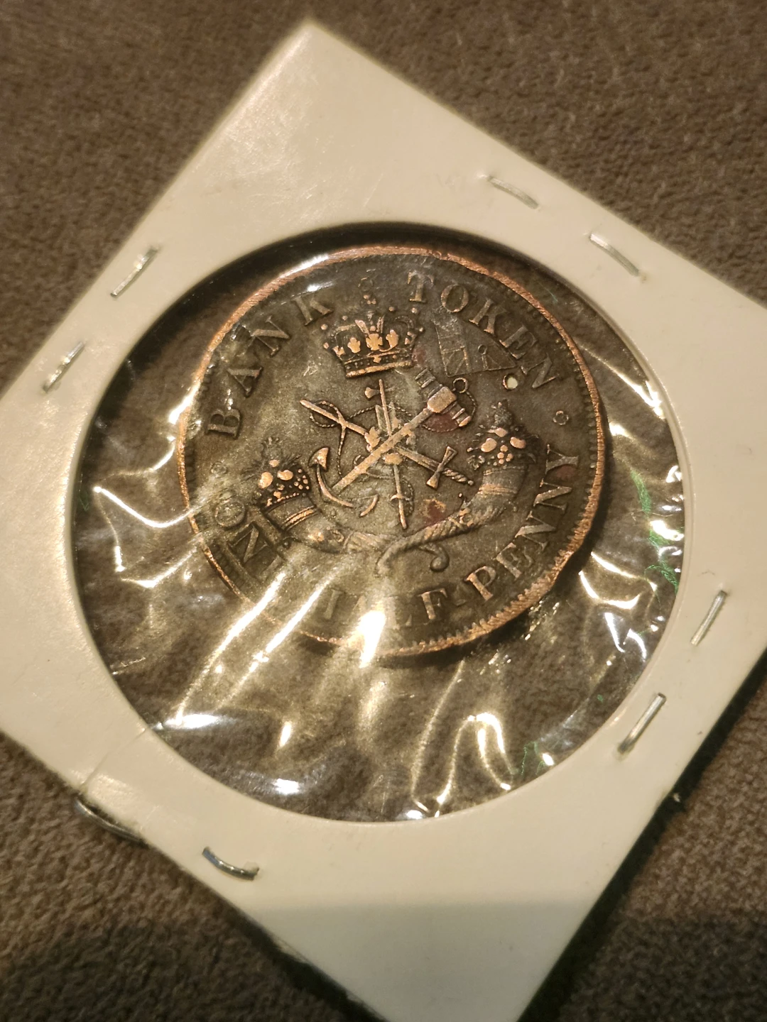 1857 Upper Canada Bank Token Penny - photo 2