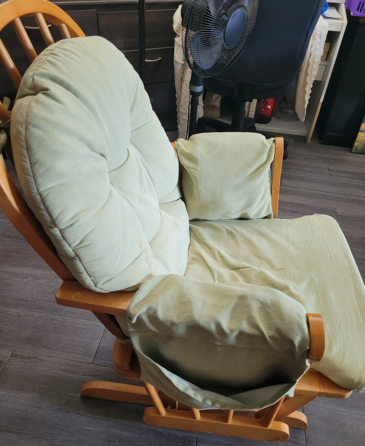 Light Green Padded Glider Rocking Chair with Ottoman - photo 2