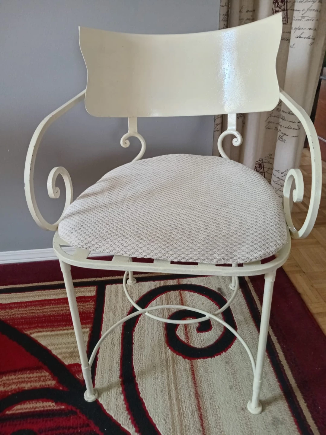 Cream Metal Dining Set with Glass Top Table and 4 Chairs - photo 2