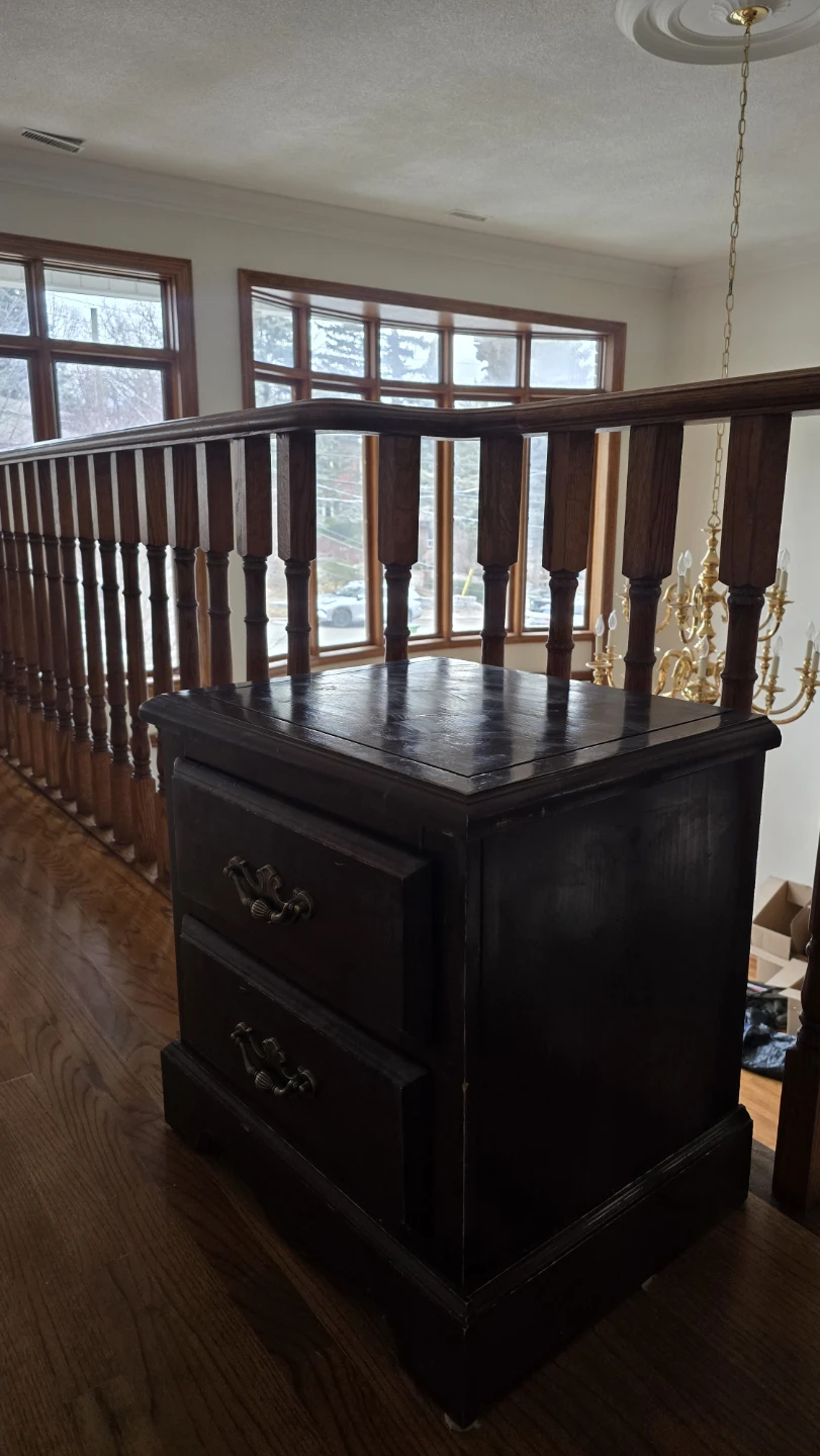 Dark Brown Wood Nightstand - photo 2
