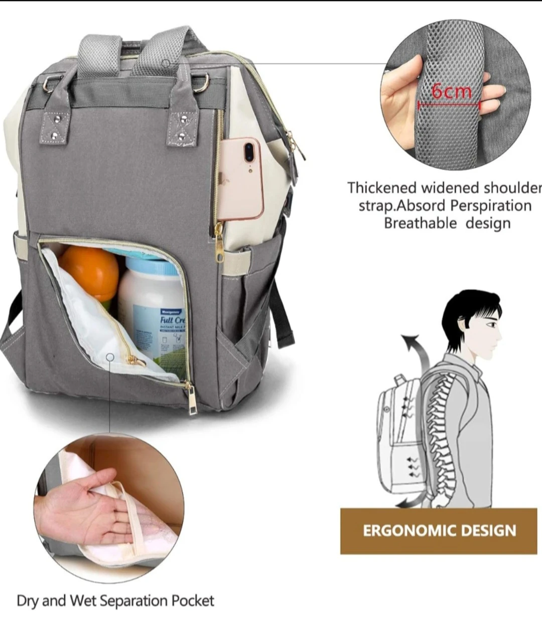 BALCONY & FALCON Multi-Functional Diaper Bag Backpack | With... - photo 5
