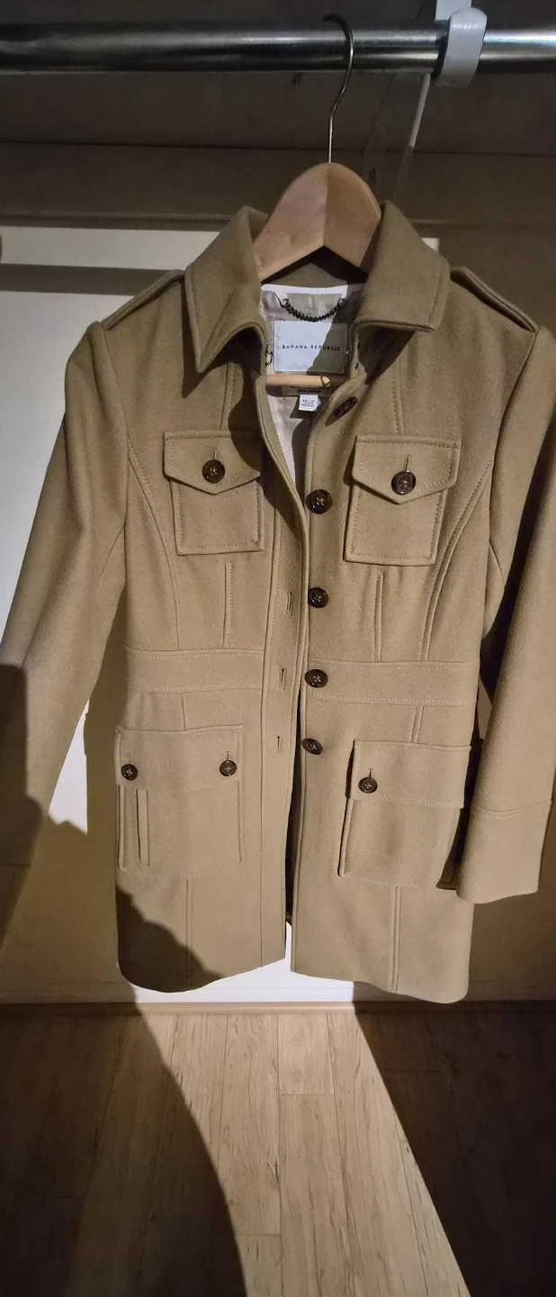 Banana Republic Tan Wool Blend Military Style Coat XS/TP