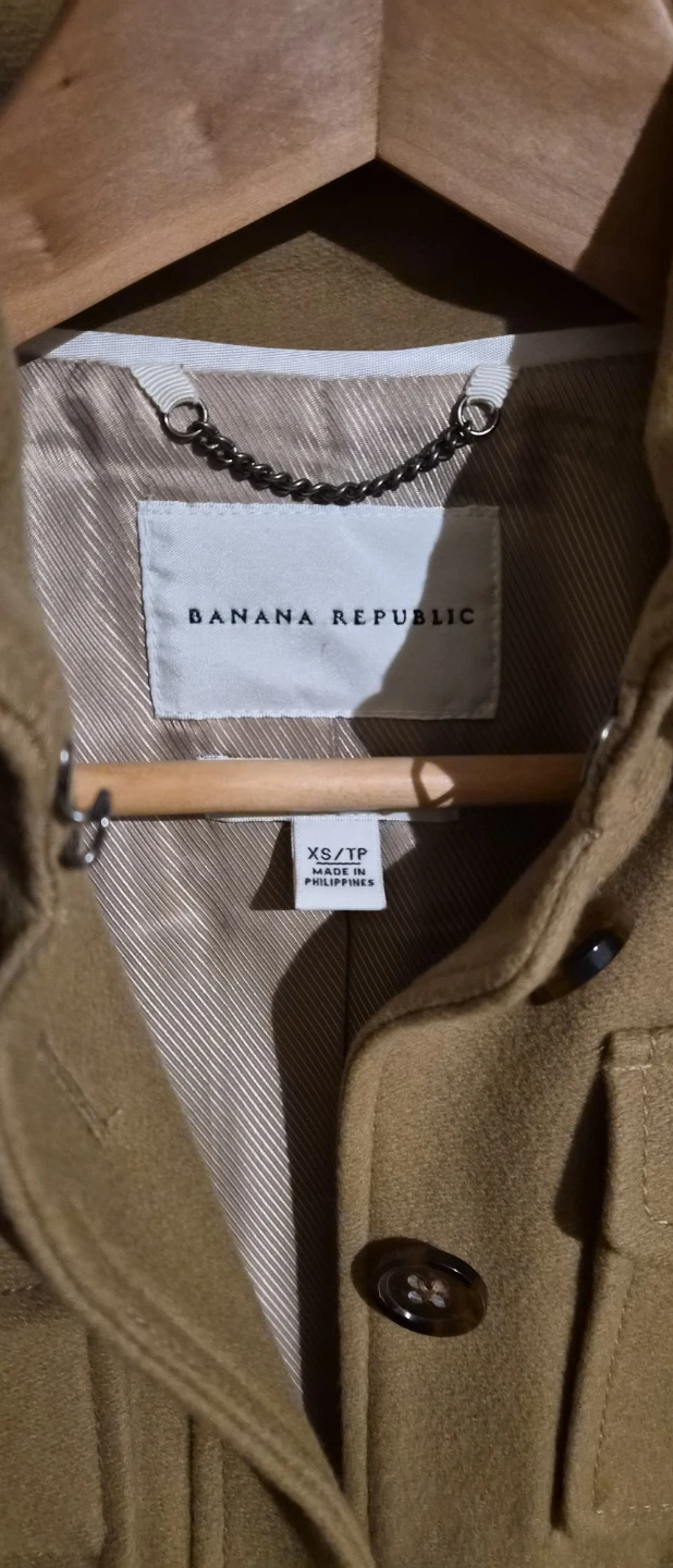 Banana Republic Tan Wool Blend Military Style Coat XS/TP - photo 2