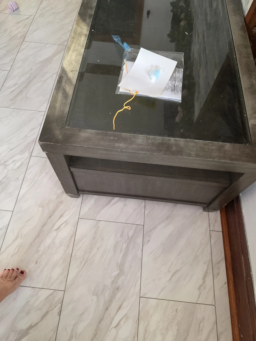 Coffee Table with Glass Top and Storage Drawers