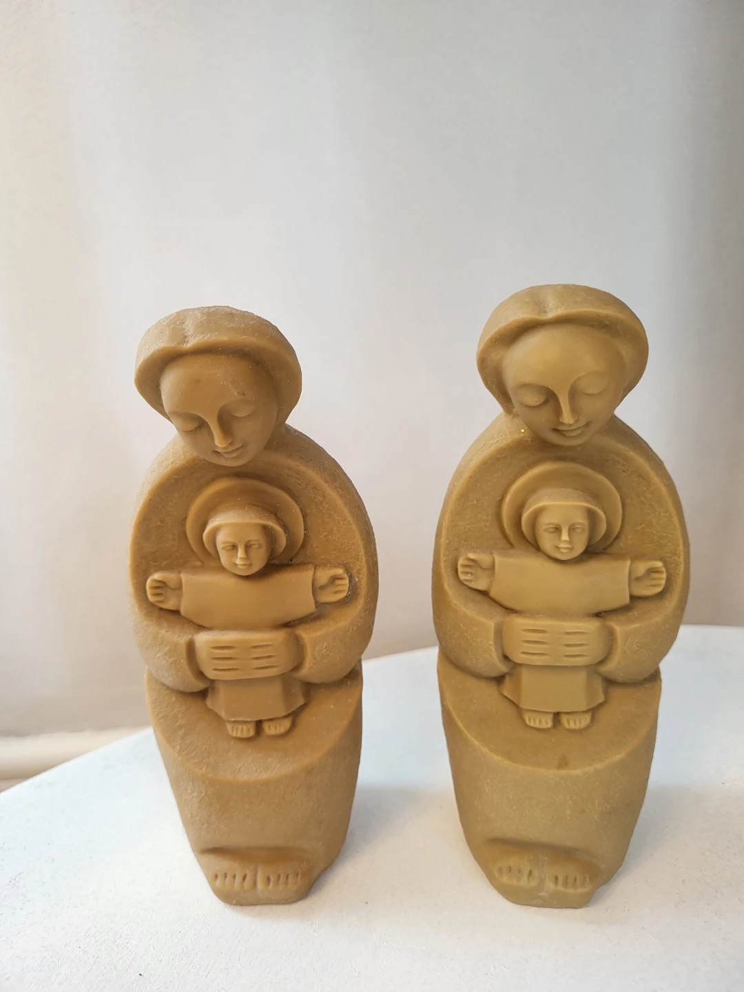 Hand Carved Mother and Child Statues