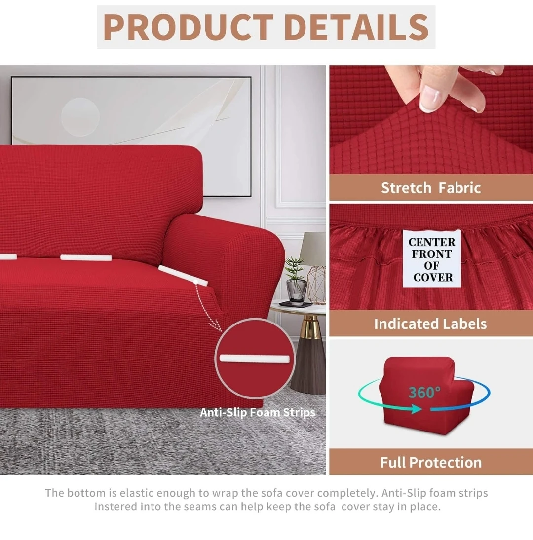 Easy-Going Waterproof Chair Couch Cover - Red - photo 5