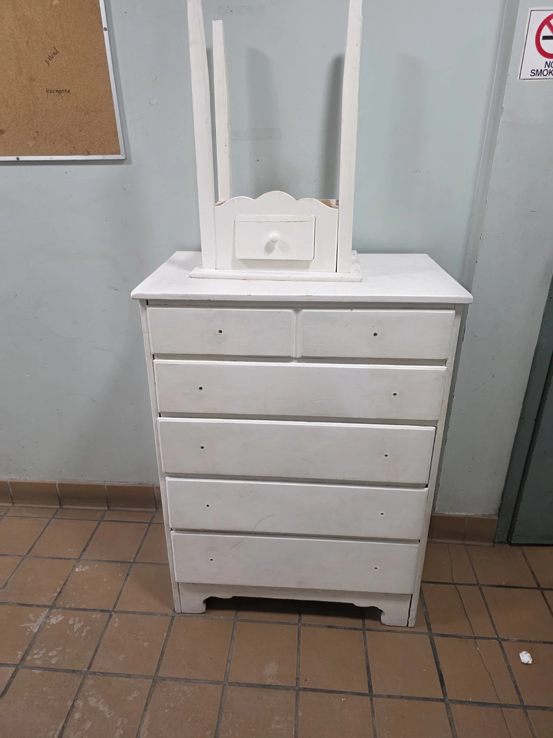 Free white wooden dresser and night table