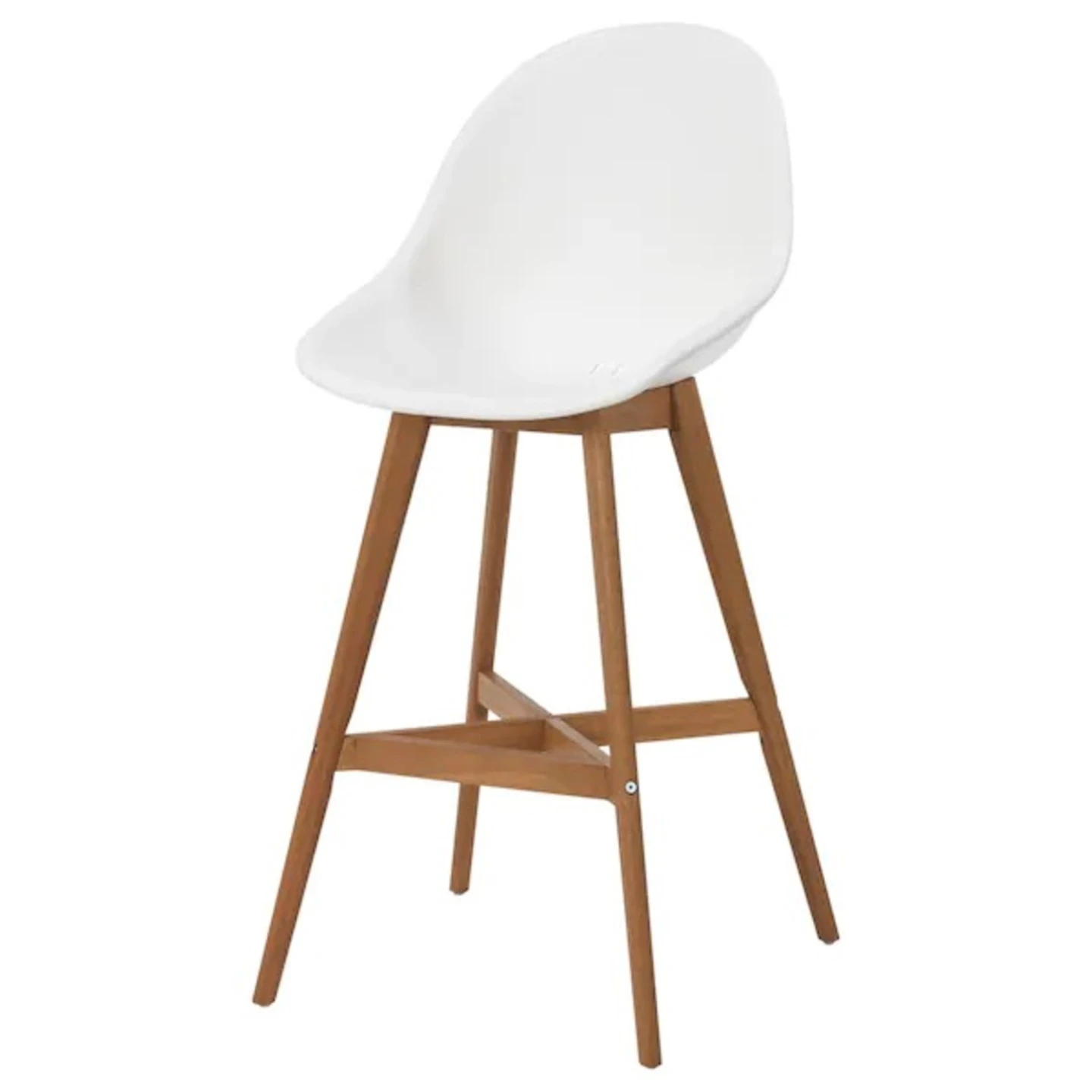 IKEA Fanbyn White Bar Stool with Wooden Legs (1)