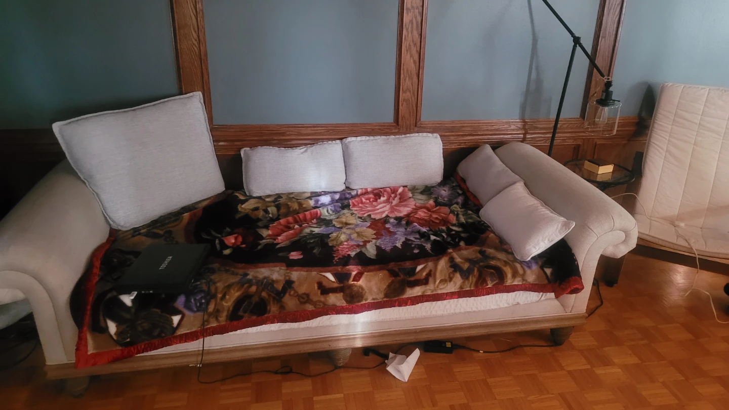 Classic Couch with Decorative Throw Blanket and Pillows - photo 2