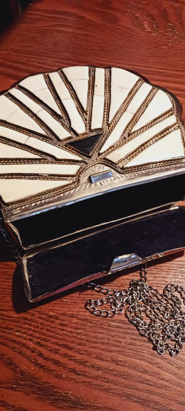 Morrocan Handcrafted Stone Inlaid Metal Purse - photo 5