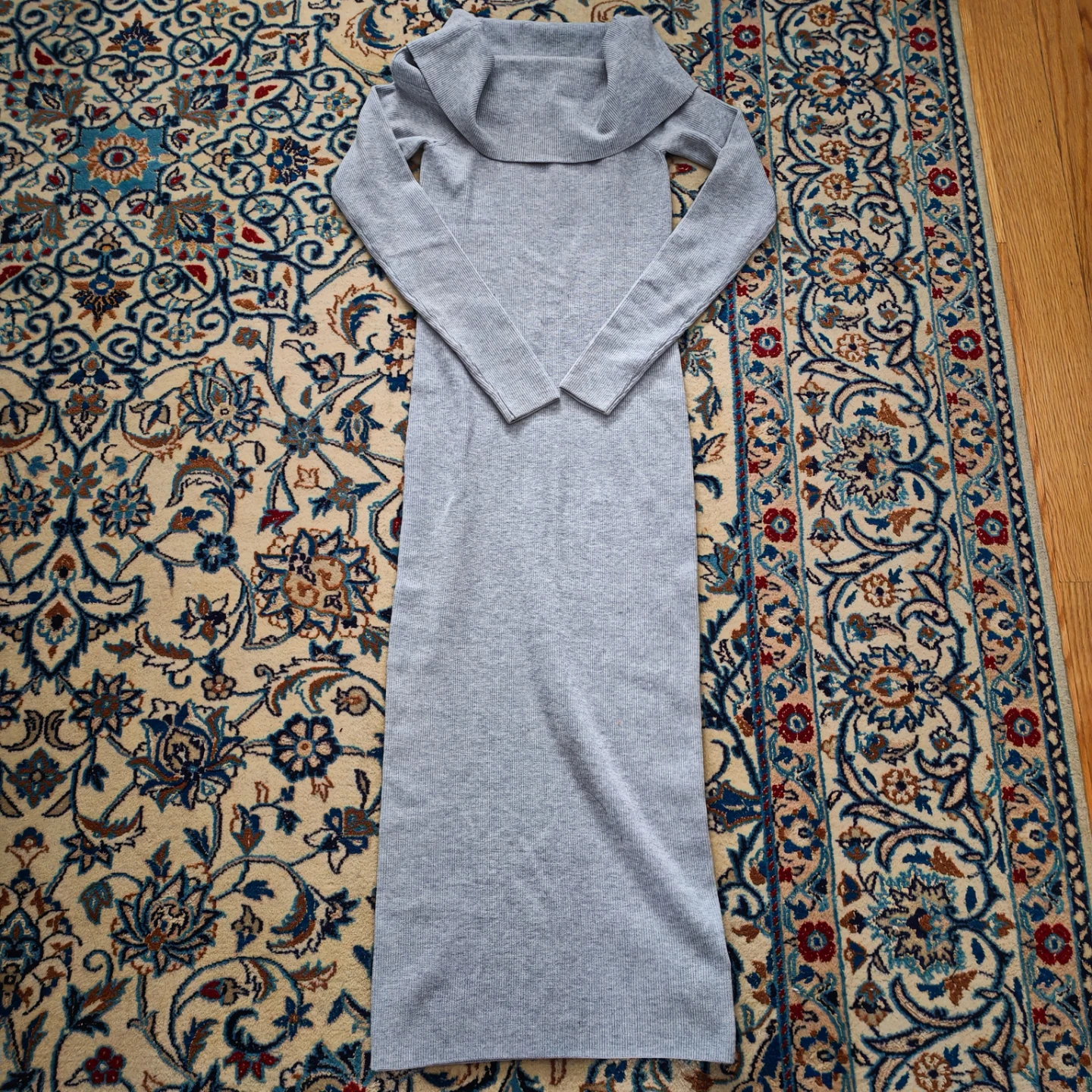 Grey Off-the-Shoulder Long Sleeve Knit Dress - photo 5