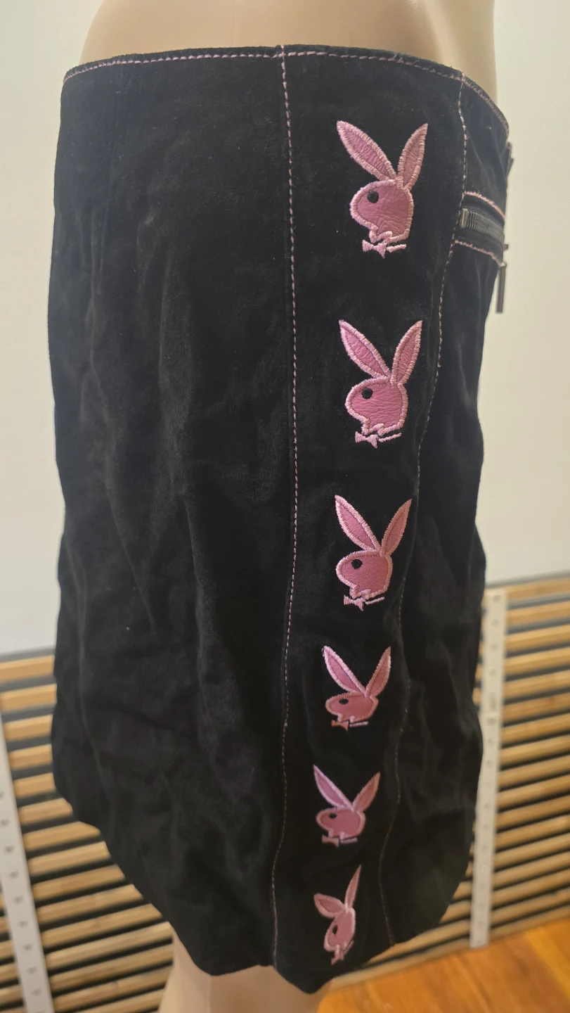 Playboy leather Mini Skirt with Pink Bunny Logos - photo 3