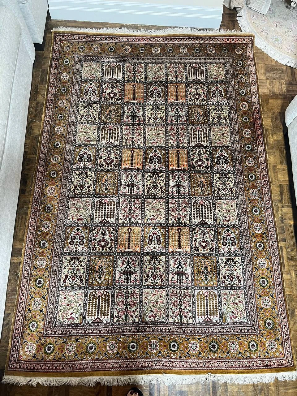 Iranian Handmade Silk Carpet.
