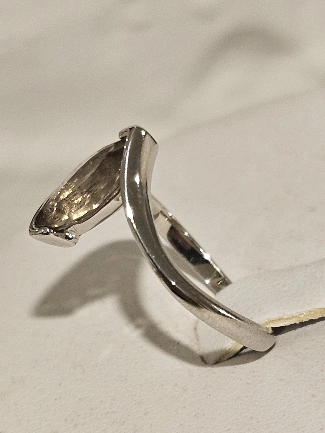 Silver Marquise Cut Gemstone Ring Smoky Quartz - photo 5