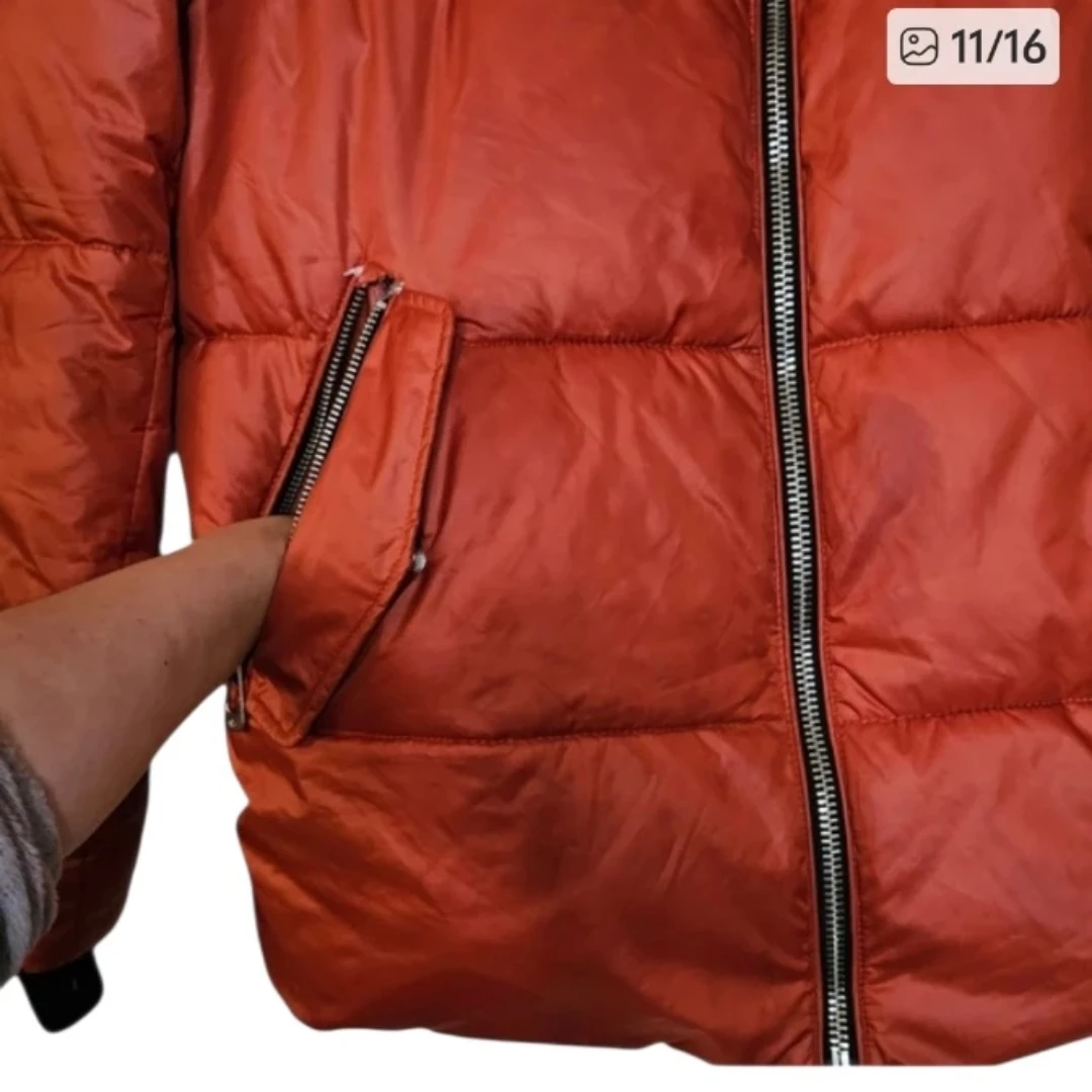 NOIZE Burnt Orange Unisex Vegan Puffer Jacket w Hood - photo 3