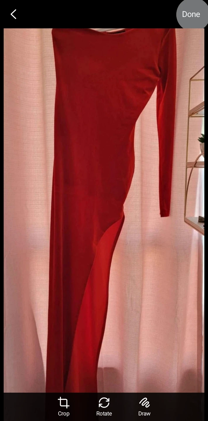 Red One-Shoulder Velour Maxi Dress - photo 3