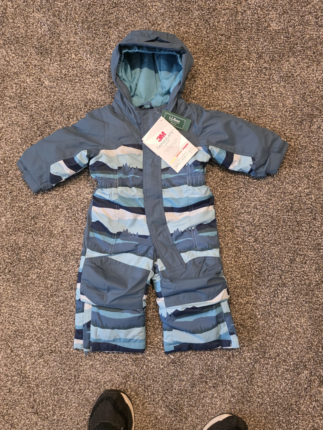 L.L.Bean Thinsulate Snowsuit Toddler Blue Mountain Print