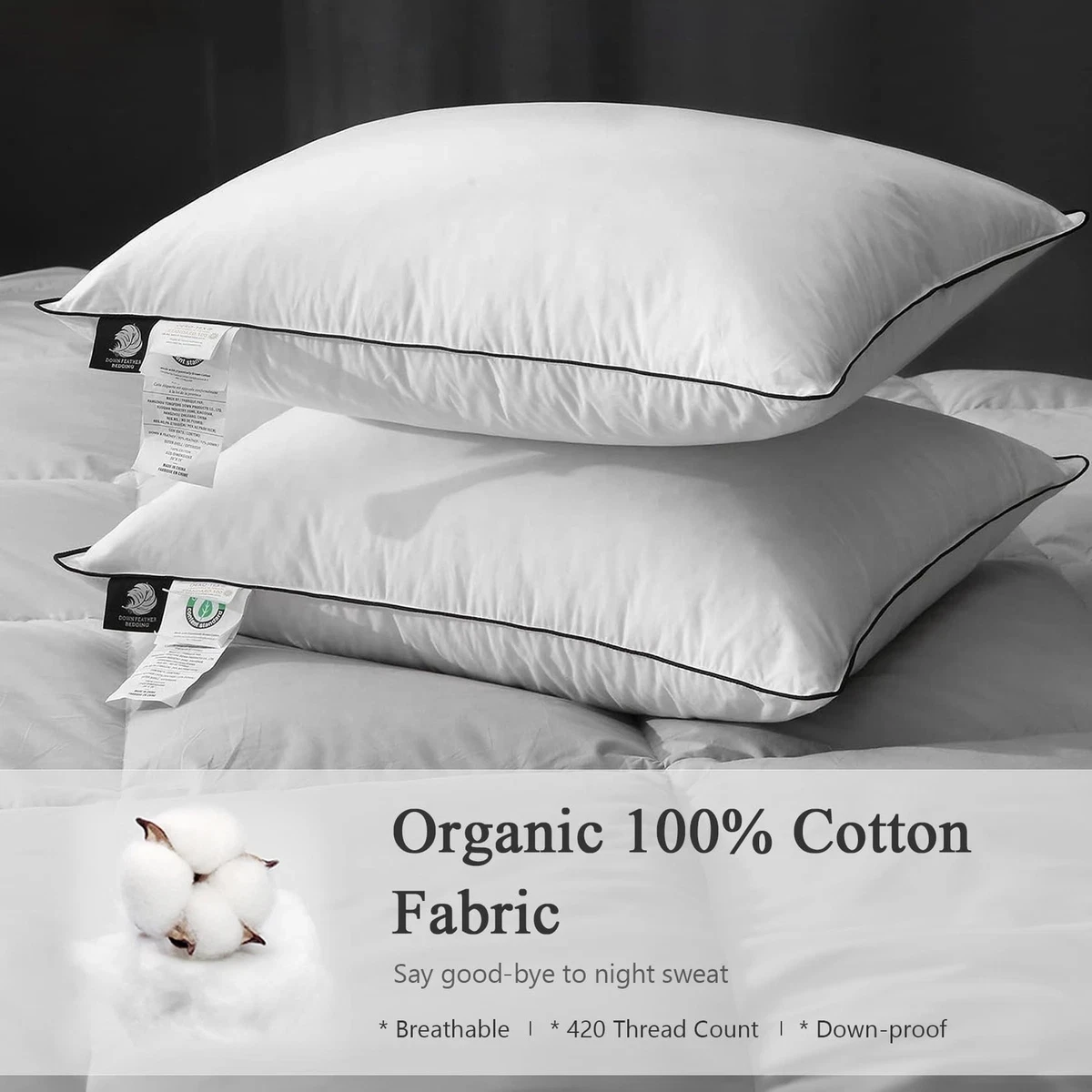 New set of 2 Comfy Luxury Feather Pillow - White - photo 4