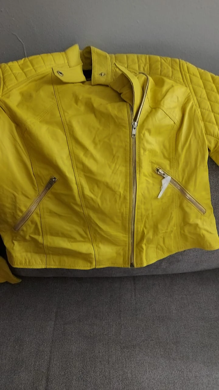 Yellow Faux Leather Motorcycle Jacket