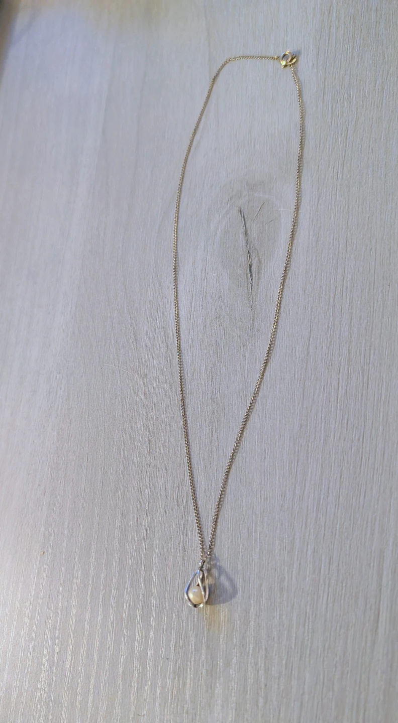 Silver Tone Pendant Necklace with Faux Pearl Accent - photo 2