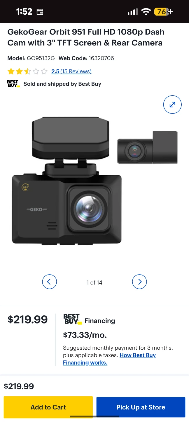 GekoGear Orbit 951 Dual Dash Cam - New in Box! - photo 2