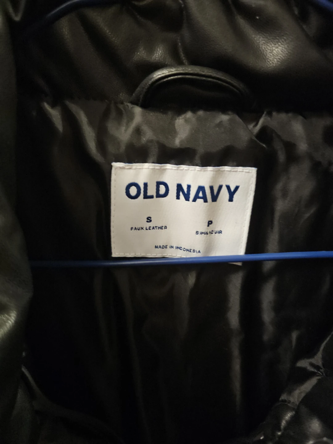 NEW Black Faux Leather Puffer Jacket (Old Navy) - Size S - photo 2