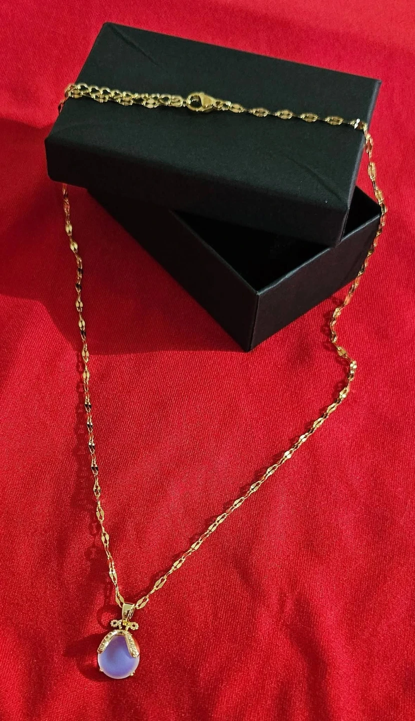 NEW! Titanium Stainless Steel Moonstone Ladybug Necklace 18" - photo 2