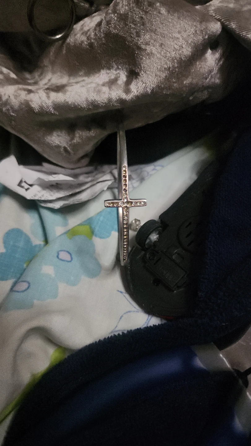 Silver Tone Bangle with Rhinestones